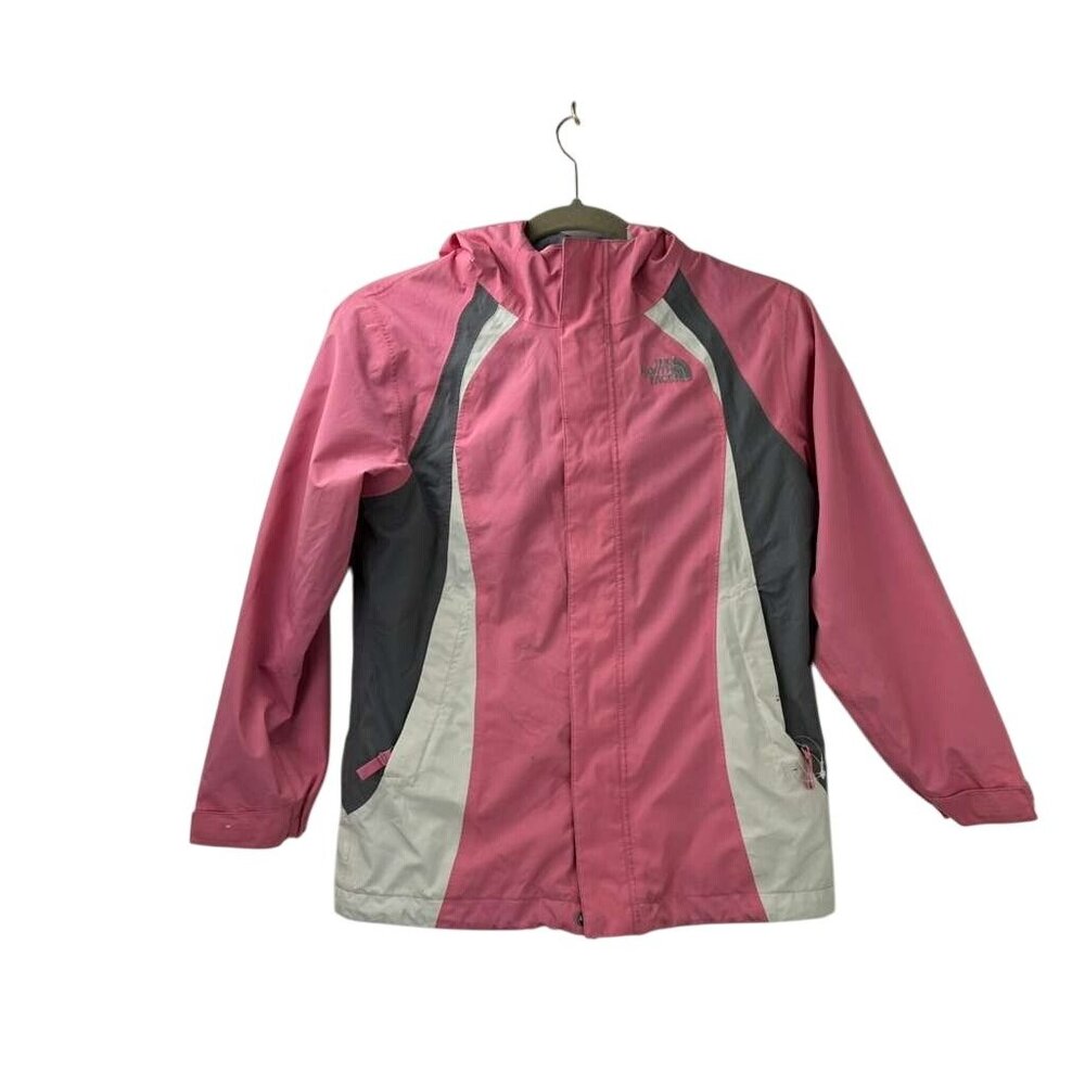 The North Face Girls Size Medium Hyvent Pink & Gray Hooded Jacket